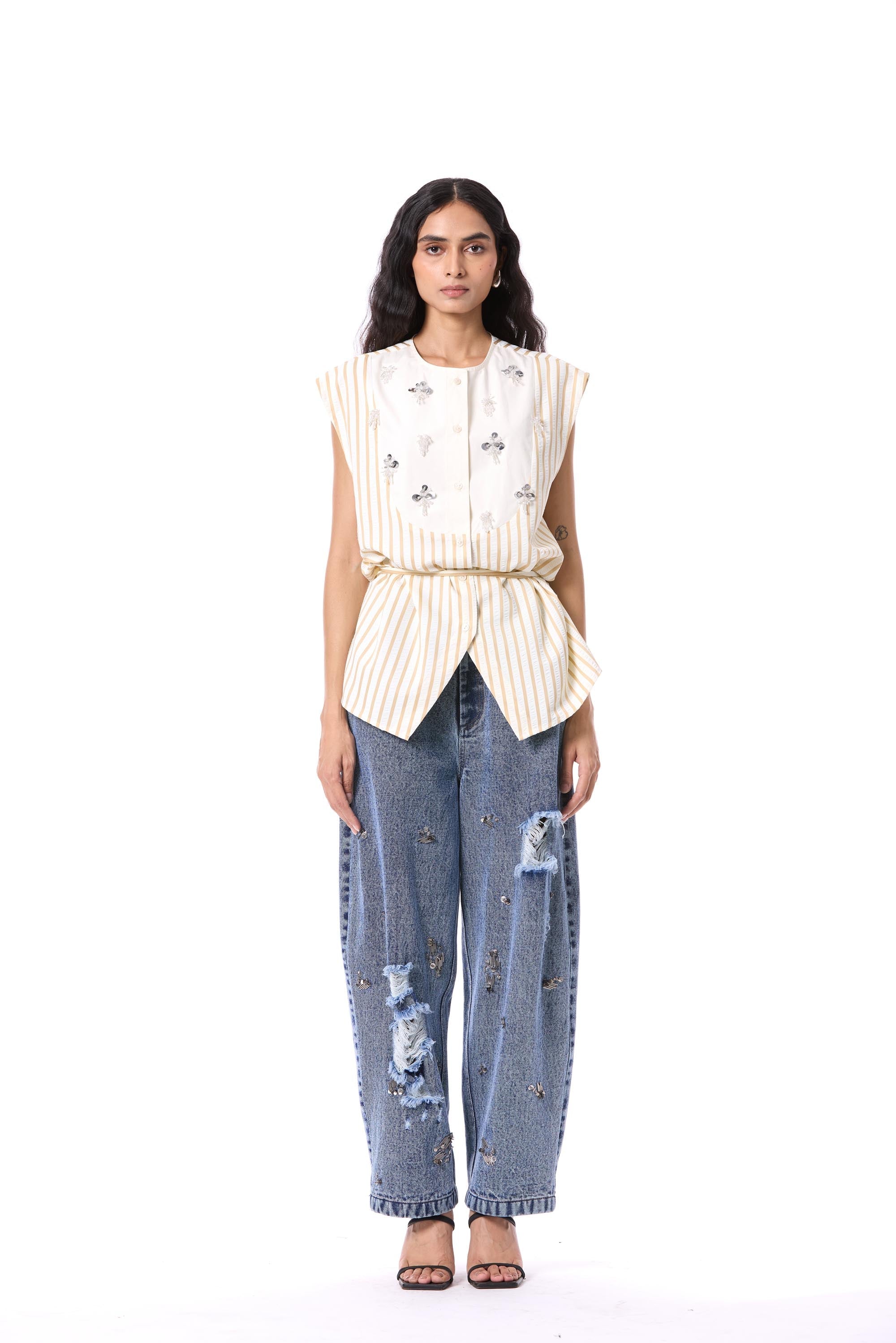 ELECTRIC VOID' EMBELLISHED TOP - Kanika Goyal Label