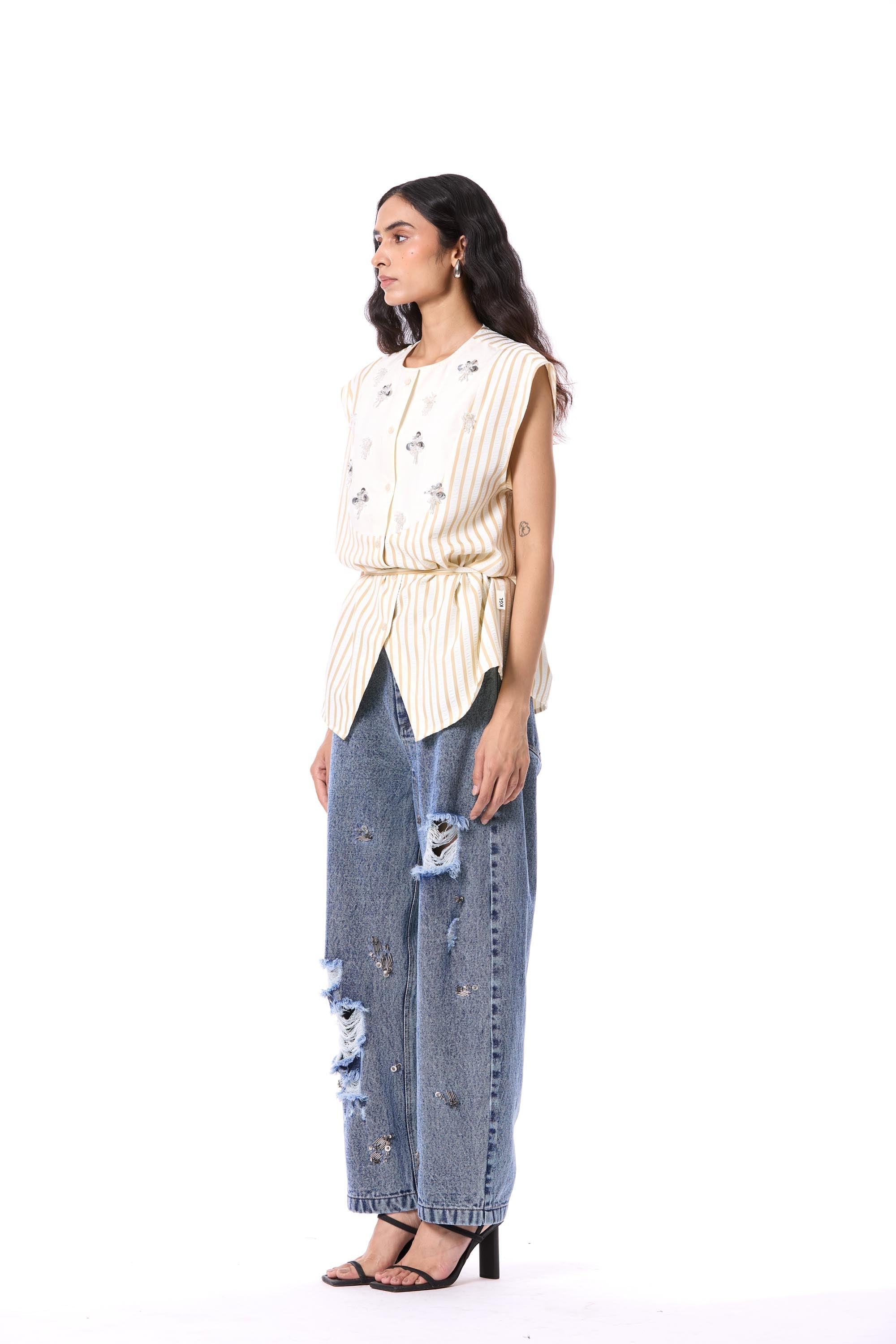 ELECTRIC VOID' EMBELLISHED TOP - Kanika Goyal Label