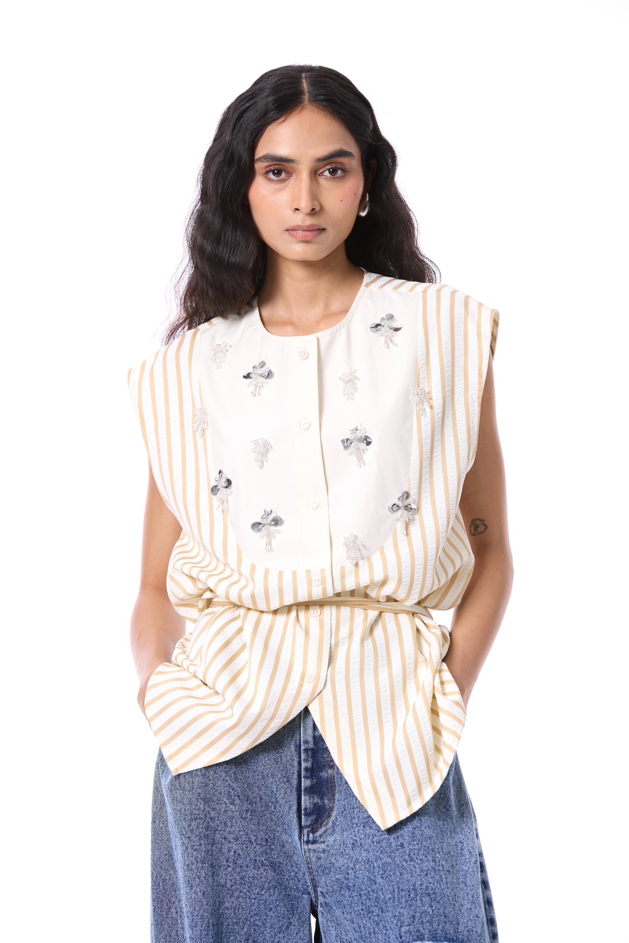 ELECTRIC VOID' EMBELLISHED TOP - Kanika Goyal Label
