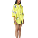 ELISA' Faux Leather Applique Shirt - Kanika Goyal Label