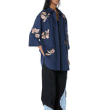 ELISA' Faux Leather Applique Shirt - Kanika Goyal Label