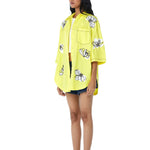 ELISA' Faux Leather Applique Shirt - Kanika Goyal Label