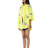 ELISA' Faux Leather Applique Shirt - Kanika Goyal Label