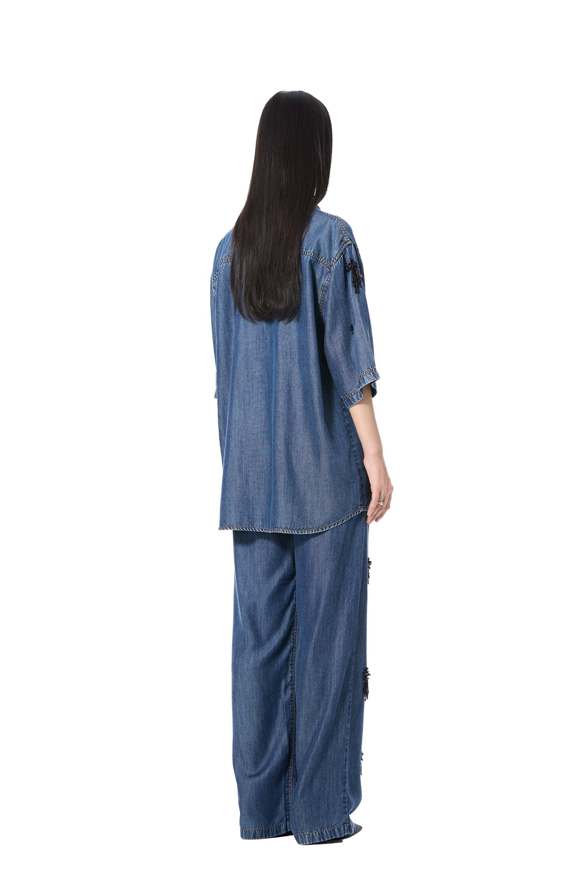 ELIX' EMBELLISHED DENIM PANTS - Kanika Goyal Label