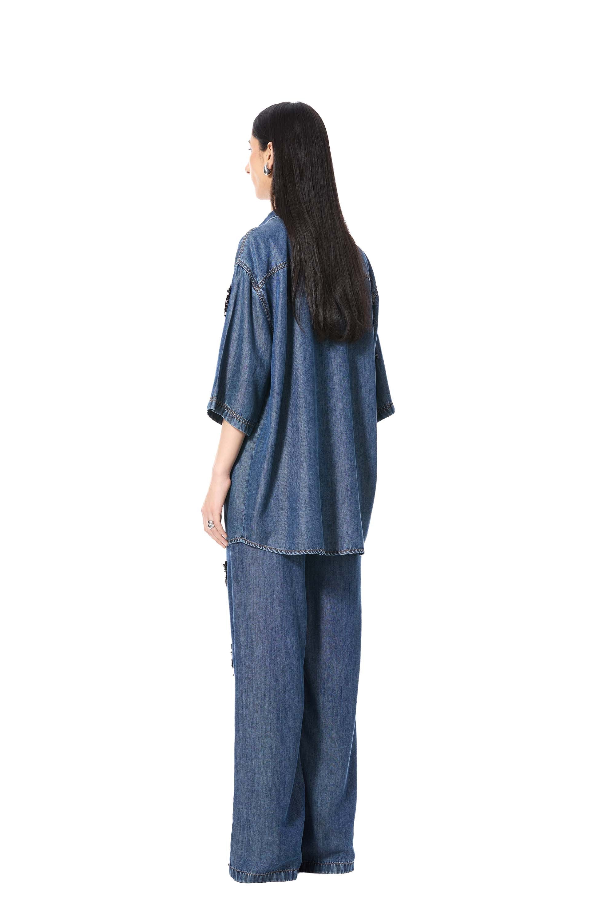 ELIX' EMBELLISHED DENIM PANTS - Kanika Goyal Label