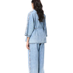 'FLORALIGN' EMBELLISHED DENIM PANTS - Kanika Goyal Label
