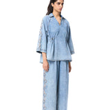 'FLORALIGN' EMBELLISHED DENIM PANTS - Kanika Goyal Label