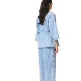 'FLORALIGN' EMBELLISHED DENIM TOP - Kanika Goyal Label