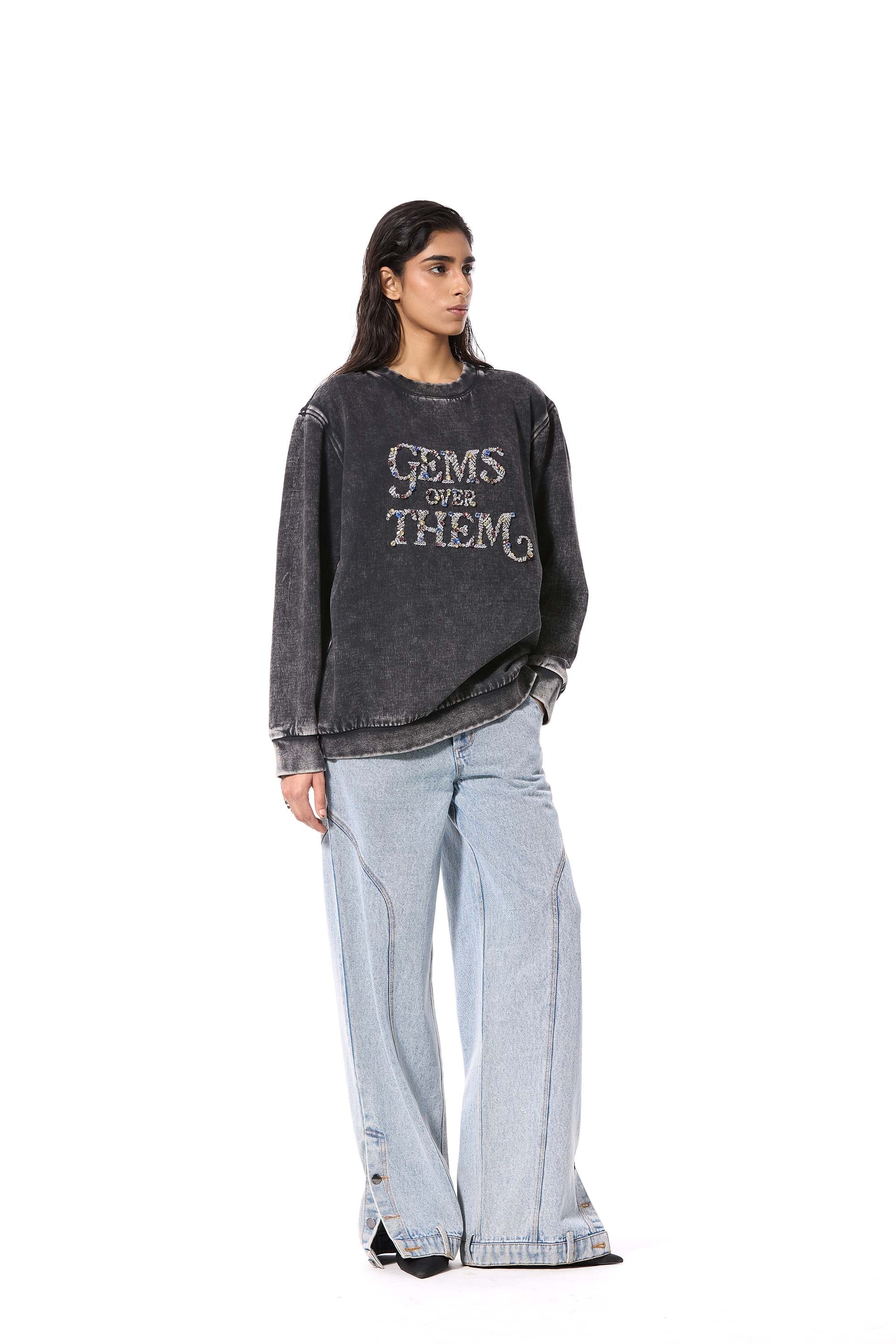 GEMS OVER THEM' EMBELLISHED SWEATSHIRT - Kanika Goyal Label