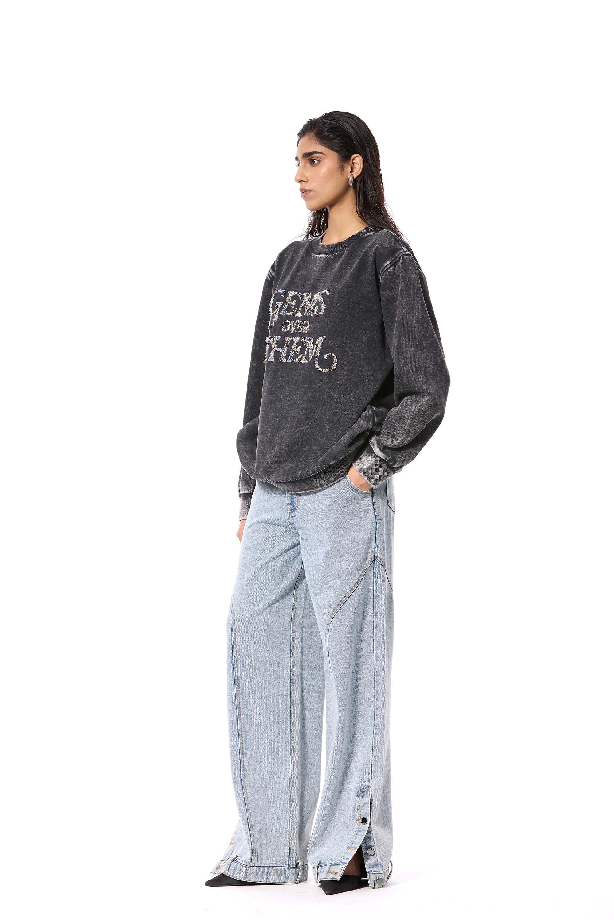 GEMS OVER THEM' EMBELLISHED SWEATSHIRT - Kanika Goyal Label