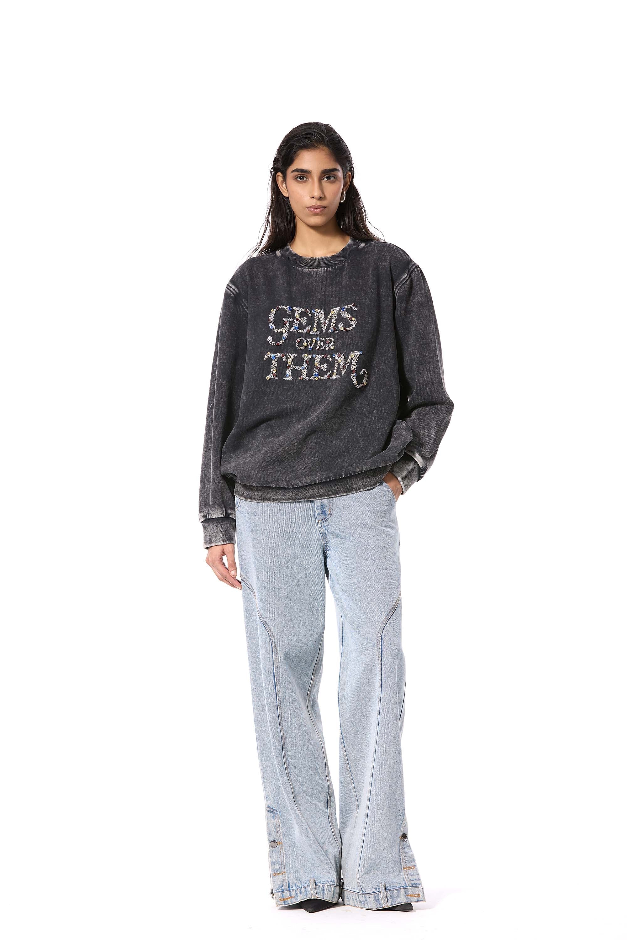 GEMS OVER THEM' EMBELLISHED SWEATSHIRT - Kanika Goyal Label
