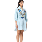 'GOLDRIFT' EMBELLISHED LINEN DRESS - Kanika Goyal Label