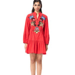 'GOLDRIFT' EMBELLISHED LINEN DRESS - Kanika Goyal Label