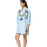 'GOLDRIFT' EMBELLISHED LINEN DRESS - Kanika Goyal Label
