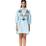 'GOLDRIFT' EMBELLISHED LINEN DRESS - Kanika Goyal Label