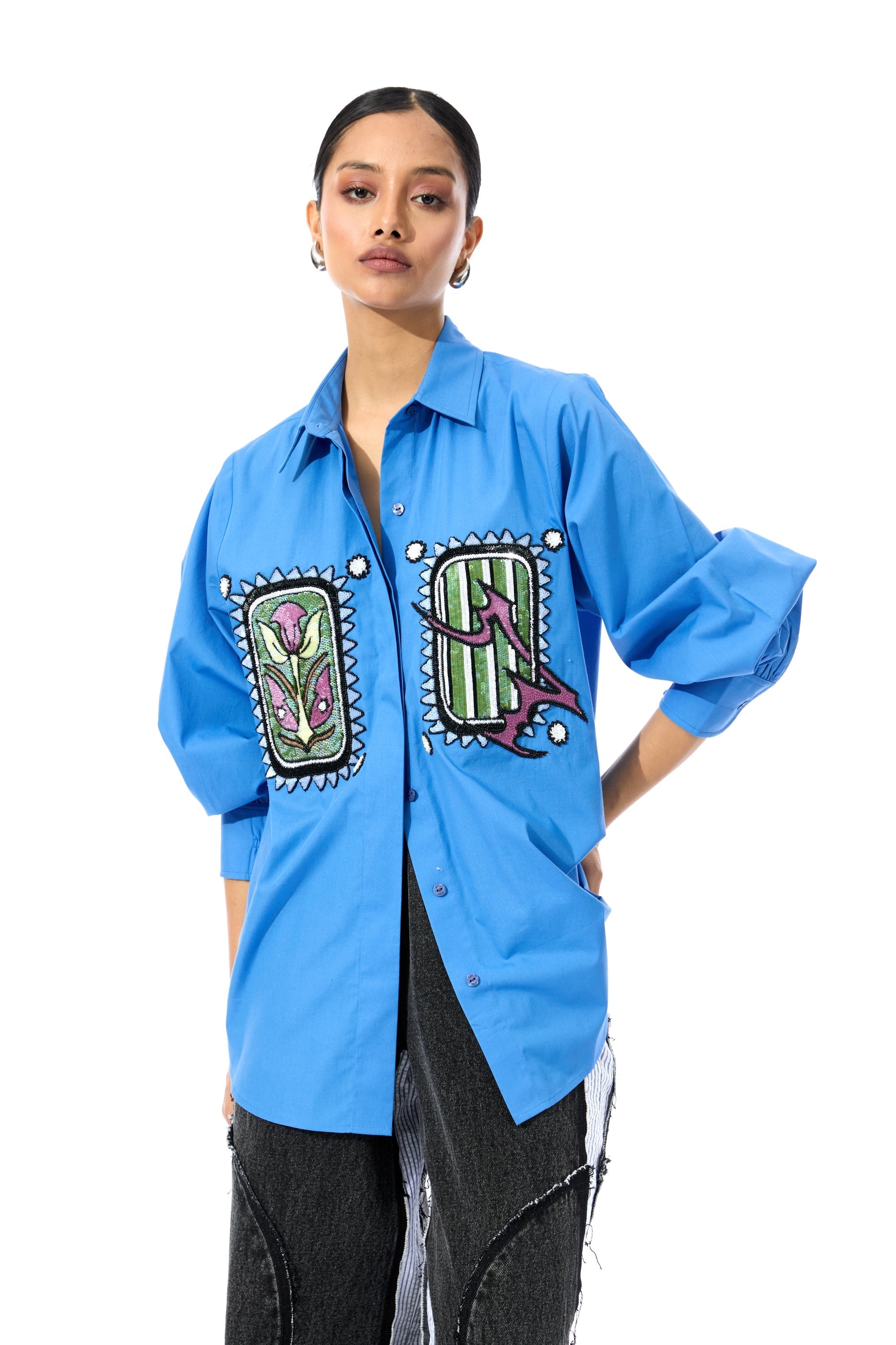 INKRUNE' BLUE SHIRT - Kanika Goyal Label