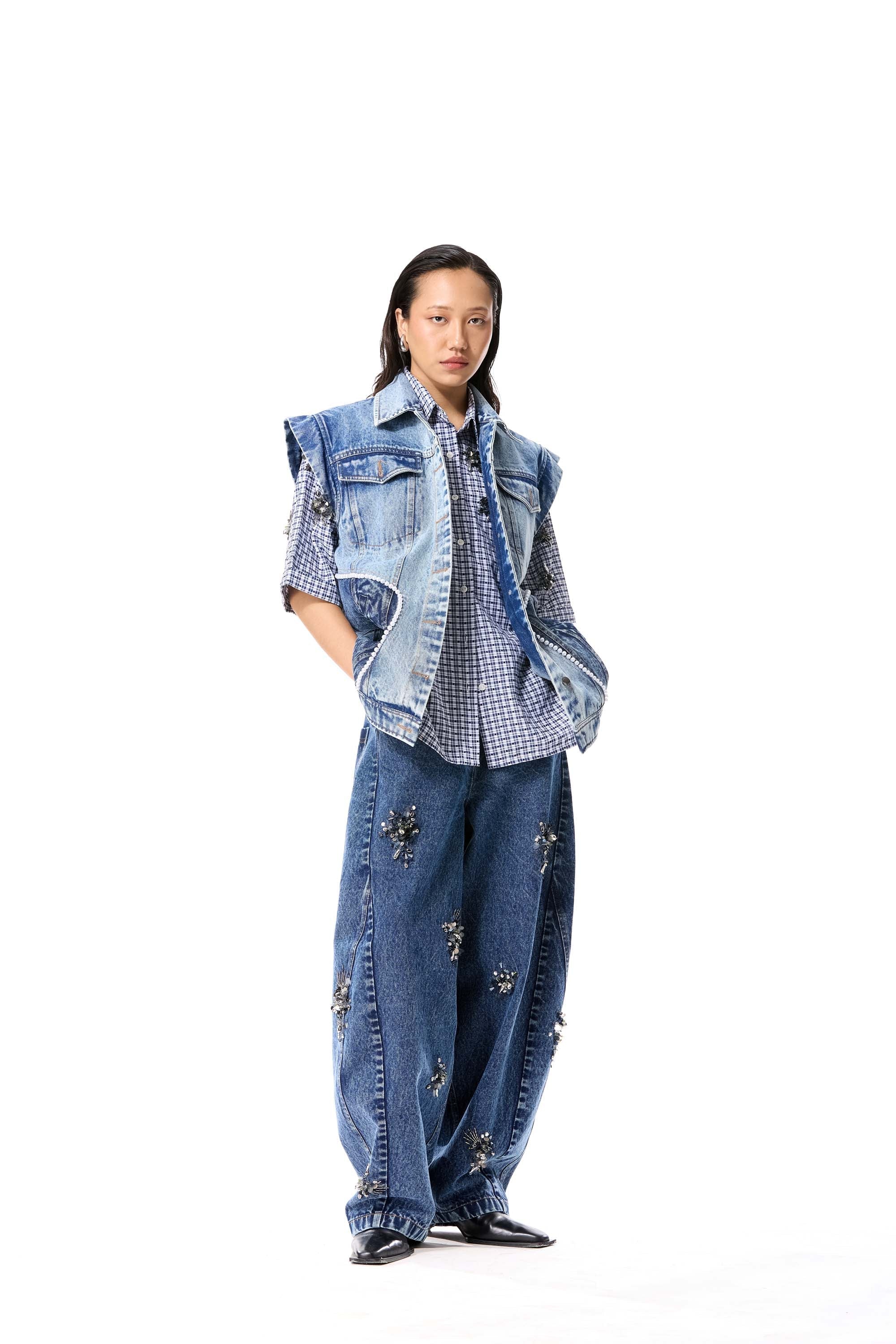 IRON HALO DENIM PANTS - Kanika Goyal Label
