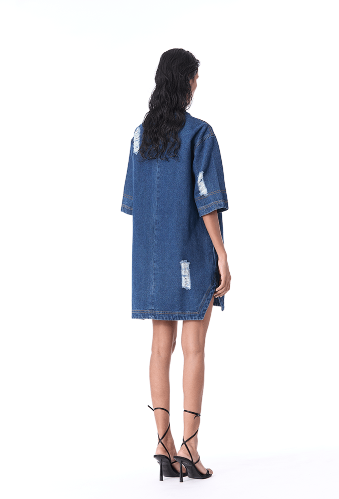 IXIA' APPLIQUE DENIM DRESS - Kanika Goyal Label