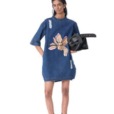 IXIA' APPLIQUE DENIM DRESS - Kanika Goyal Label