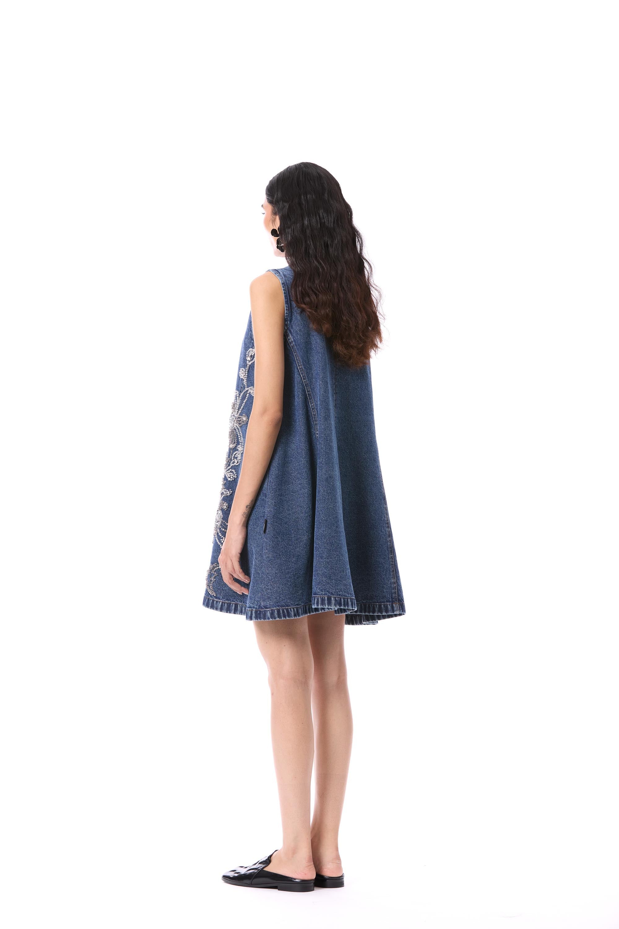LARKSPUR' EMBELLISHED DENIM DRESS - Kanika Goyal Label