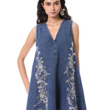 LARKSPUR' EMBELLISHED DENIM DRESS - Kanika Goyal Label