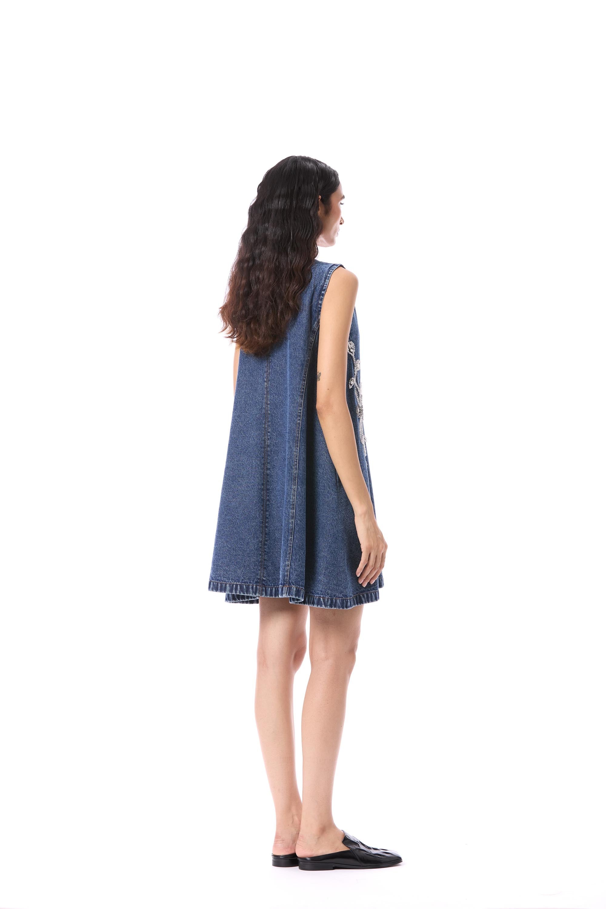 LARKSPUR' EMBELLISHED DENIM DRESS - Kanika Goyal Label