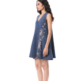 LARKSPUR' EMBELLISHED DENIM DRESS - Kanika Goyal Label