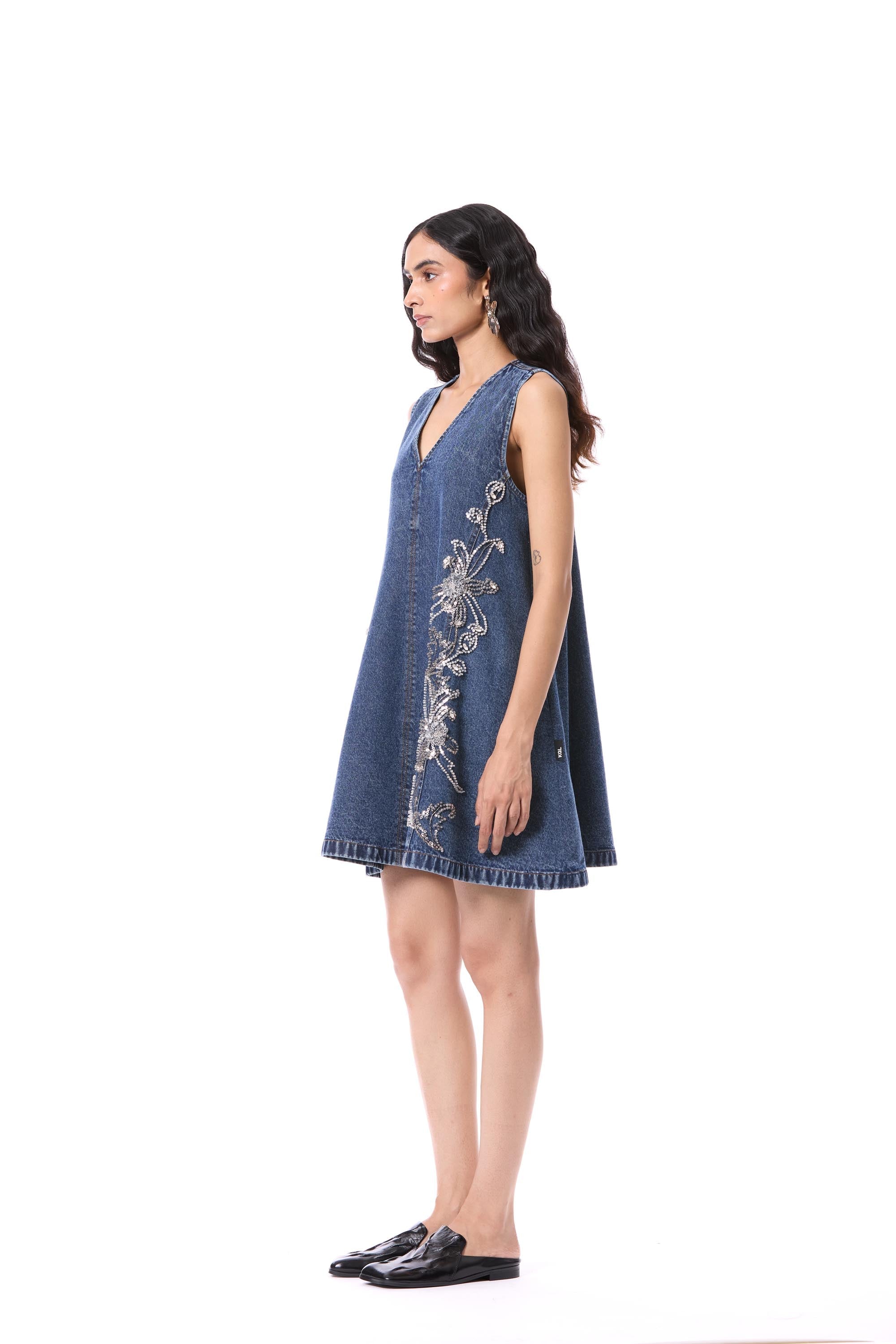 LARKSPUR' EMBELLISHED DENIM DRESS - Kanika Goyal Label