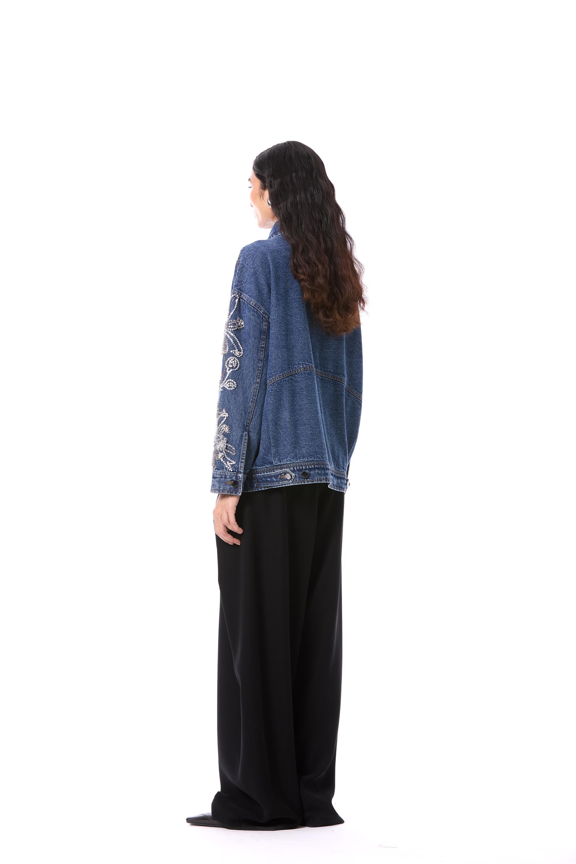 LARKSPUR' EMBELLISHED DENIM JACKET - Kanika Goyal Label