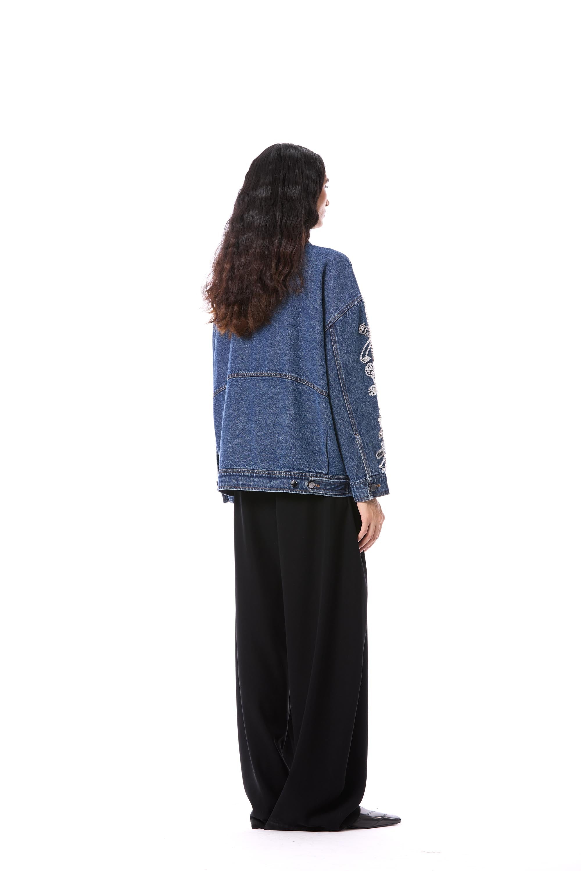 LARKSPUR' EMBELLISHED DENIM JACKET - Kanika Goyal Label