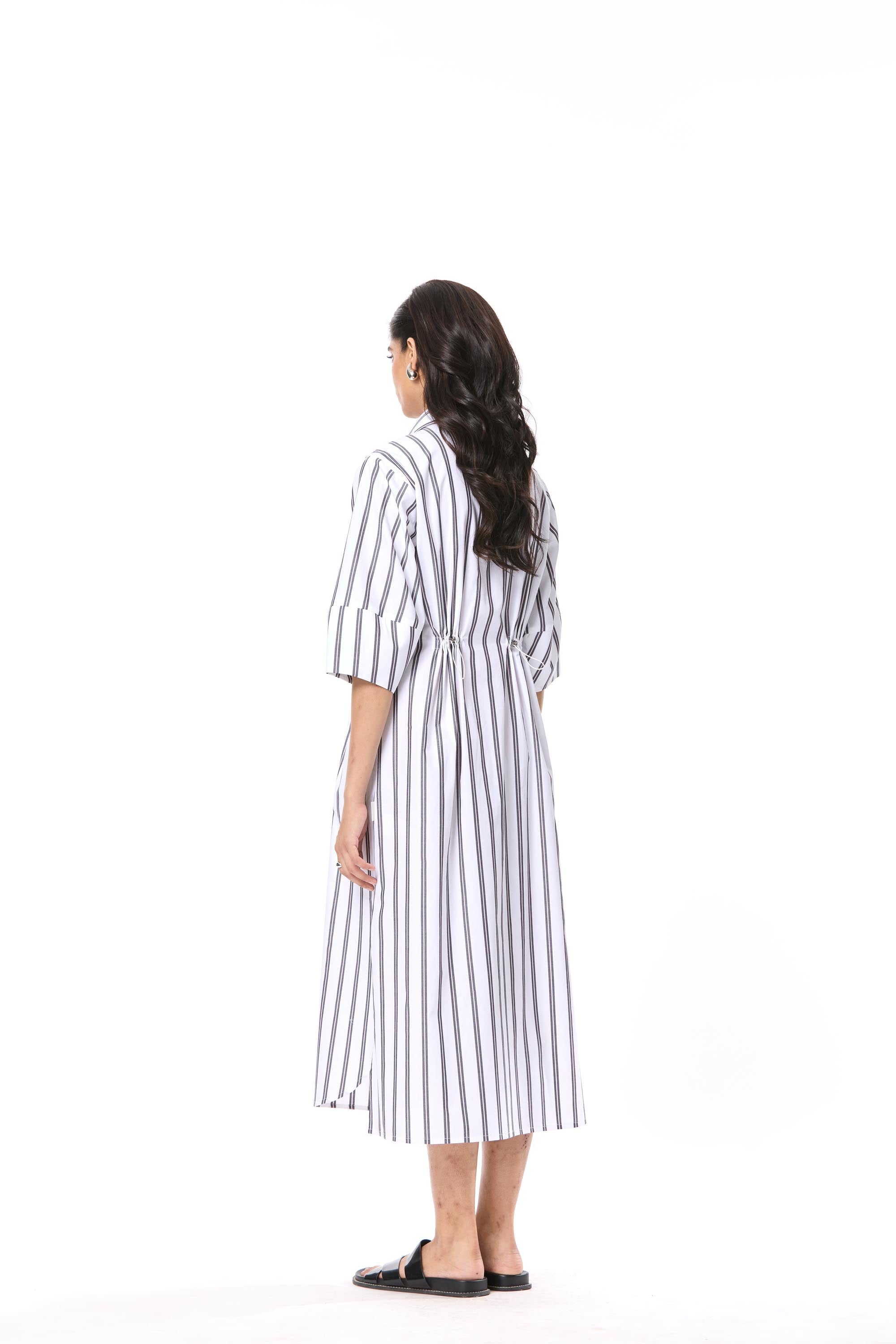 'MELIA' EMBELLISHED STRIPED MIDI DRESS - Kanika Goyal Label