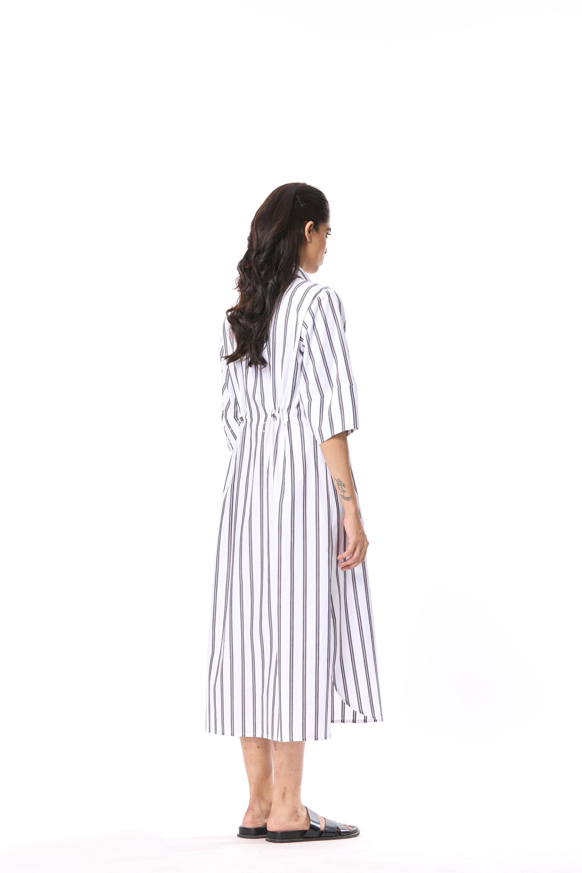 'MELIA' EMBELLISHED STRIPED MIDI DRESS - Kanika Goyal Label