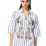 'MELIA' EMBELLISHED STRIPED MIDI DRESS - Kanika Goyal Label