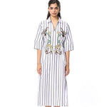 'MELIA' EMBELLISHED STRIPED MIDI DRESS - Kanika Goyal Label