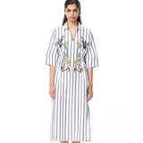 'MELIA' EMBELLISHED STRIPED MIDI DRESS - Kanika Goyal Label