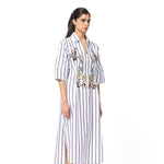 'MELIA' EMBELLISHED STRIPED MIDI DRESS - Kanika Goyal Label