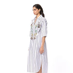 'MELIA' EMBELLISHED STRIPED MIDI DRESS - Kanika Goyal Label