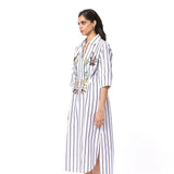 'MELIA' EMBELLISHED STRIPED MIDI DRESS - Kanika Goyal Label