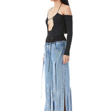 Multi - Strap Denim Pants - Kanika Goyal Label