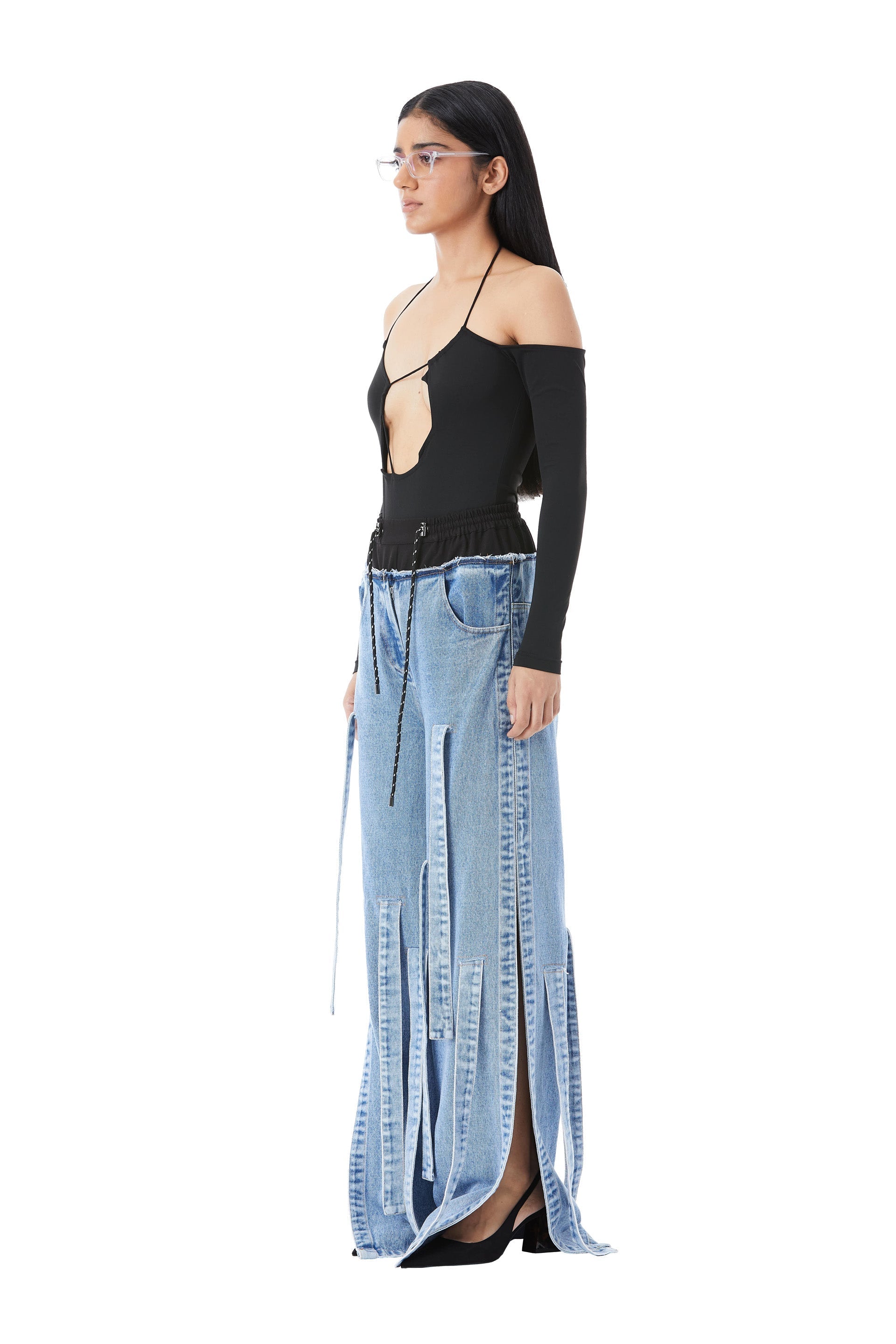 Multi - Strap Denim Pants - Kanika Goyal Label