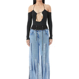 Multi - Strap Denim Pants - Kanika Goyal Label