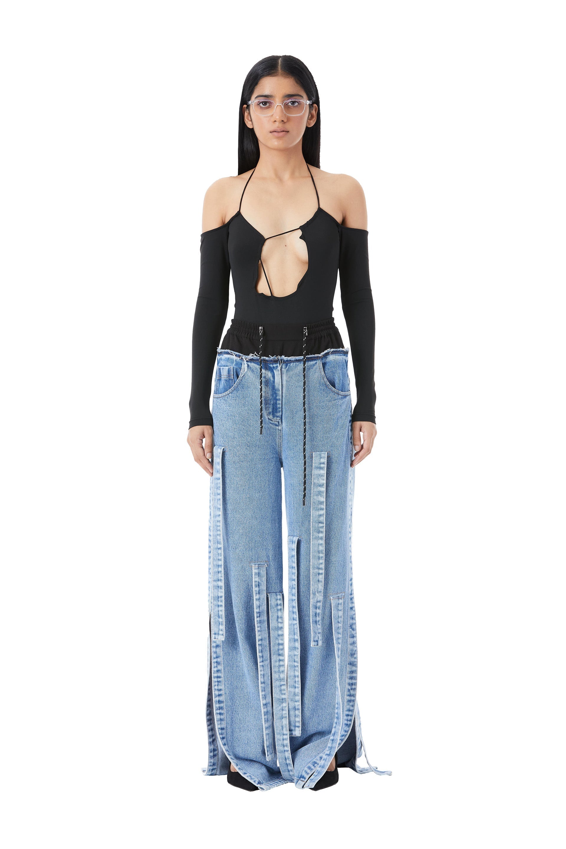 Multi - Strap Denim Pants - Kanika Goyal Label