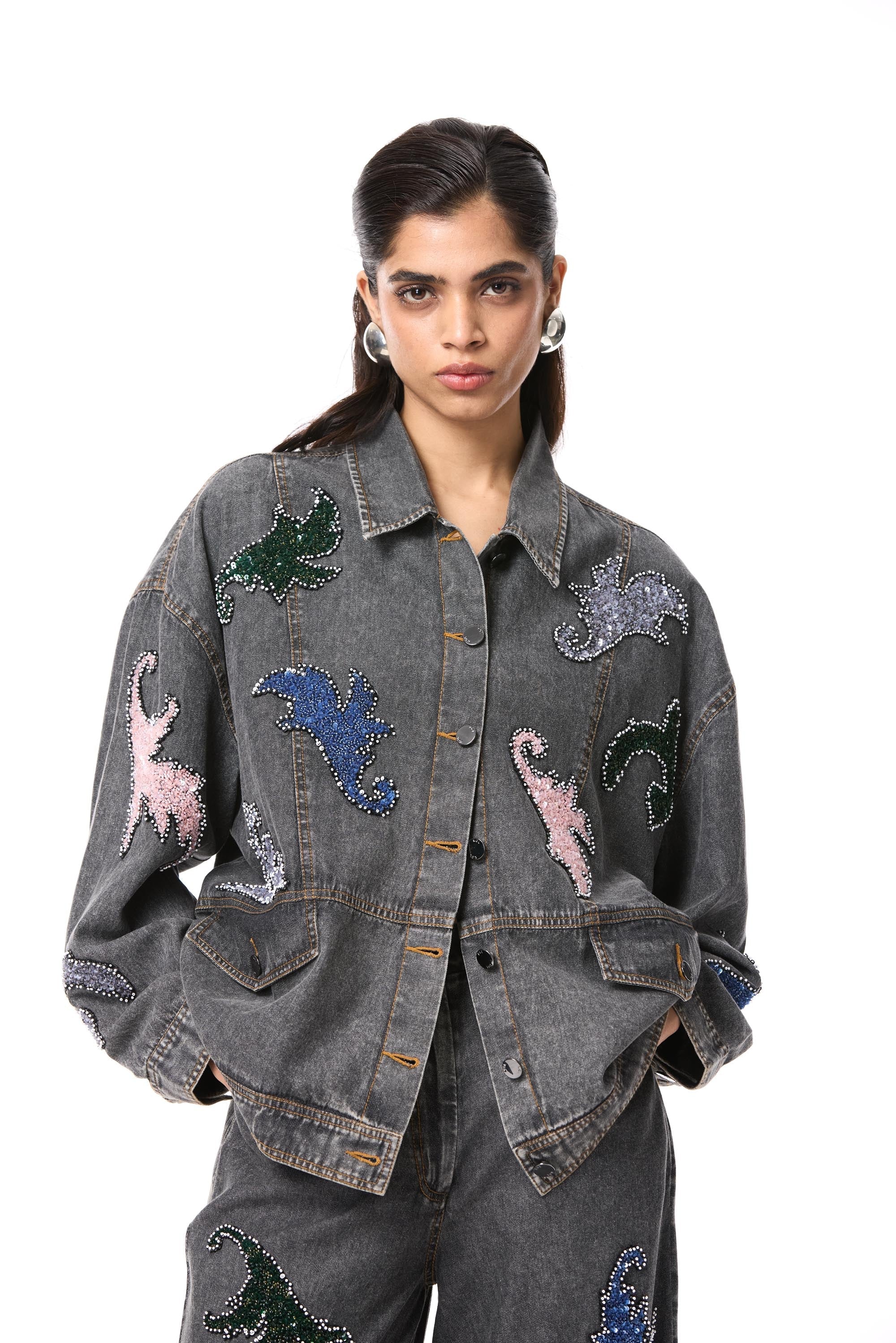 'NYTHERA' EMBELLISHED DENIM JACKET - Kanika Goyal Label
