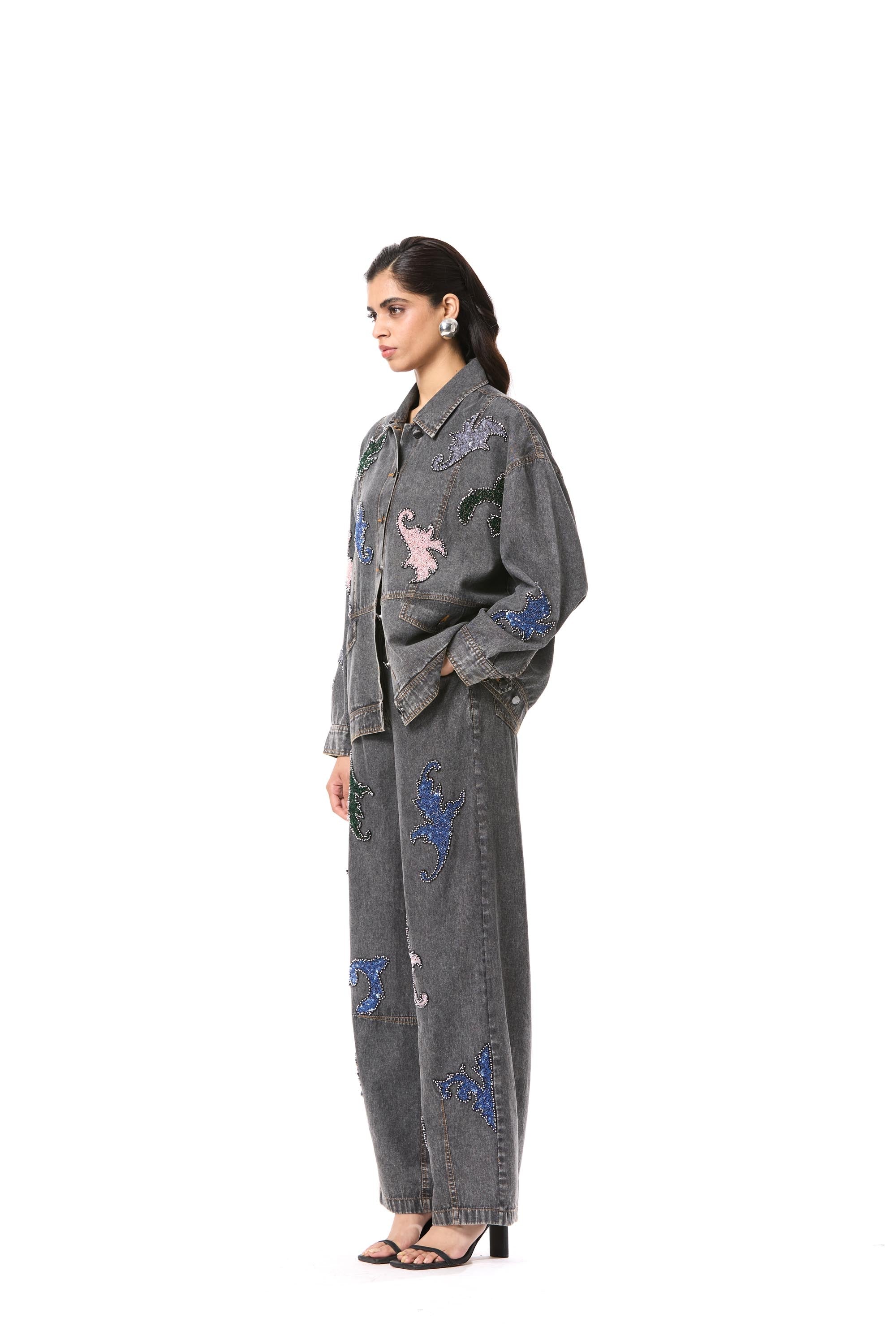 'NYTHERA' EMBELLISHED DENIM JACKET - Kanika Goyal Label