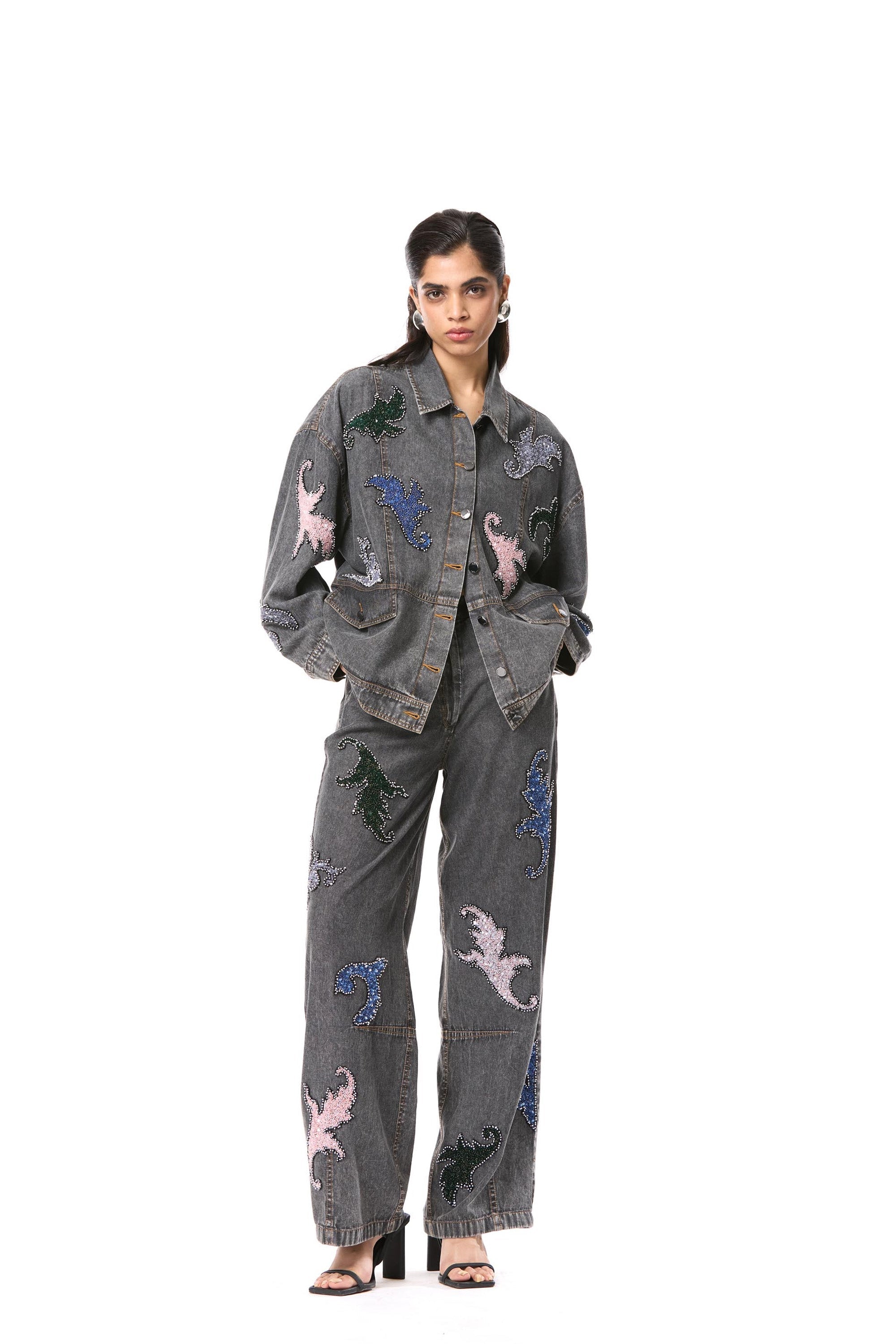 'NYTHERA' EMBELLISHED DENIM JACKET - Kanika Goyal Label