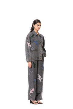 'NYTHERA' EMBELLISHED DENIM PANT - Kanika Goyal Label