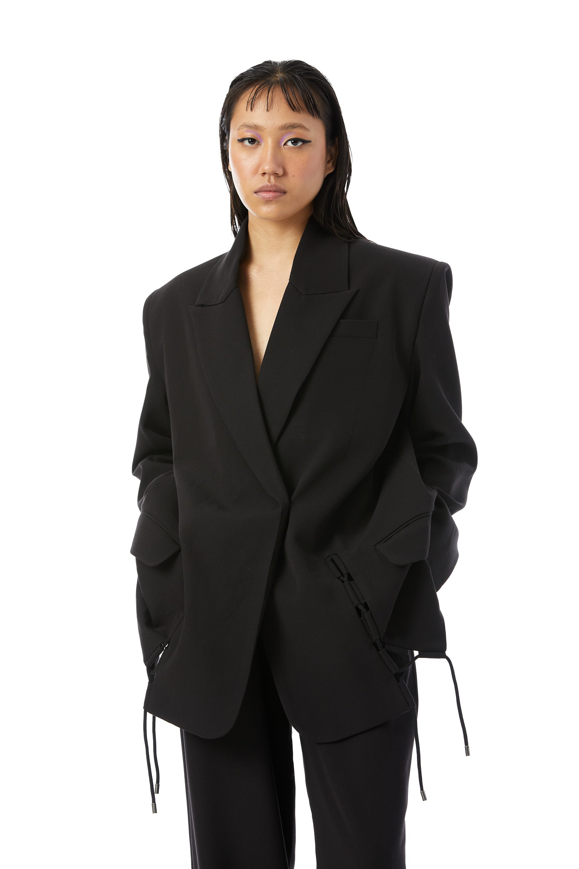 Obsidian Front Tie - Up Blazer - Kanika Goyal Label