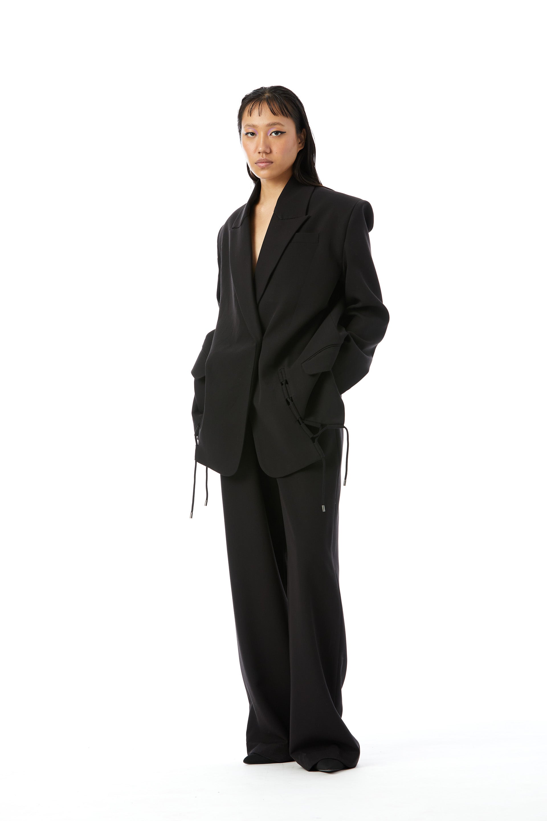 Obsidian Front Tie - Up Blazer - Kanika Goyal Label