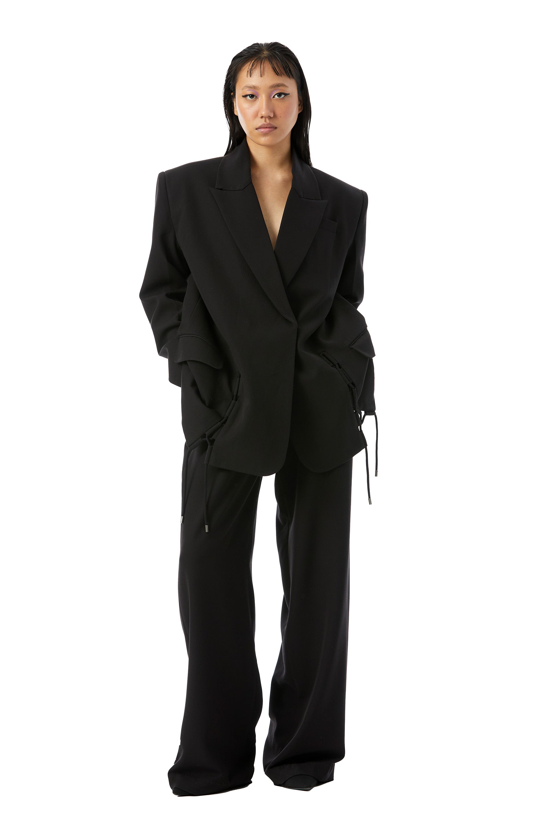 Obsidian Front Tie - Up Blazer - Kanika Goyal Label