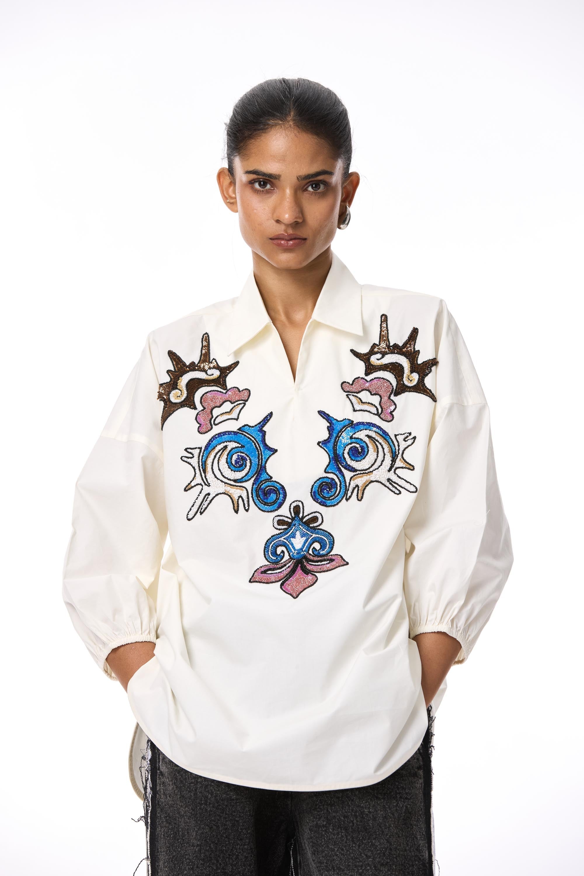 'ORNARA' EMBELLISHED SHIRT - Kanika Goyal Label